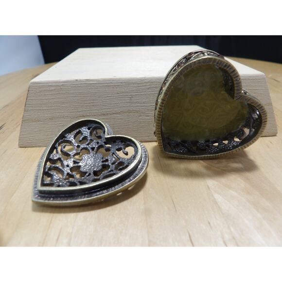 Vintage Heart Faux Amber Stones Trinket Box - Picture 3 of 9